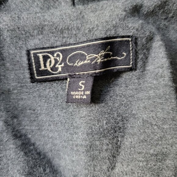 DG2 Diane Gilman Womens S Asymmetrical Cardigan Faux Leather Trim Grey Stretch - Picture 7 of 13